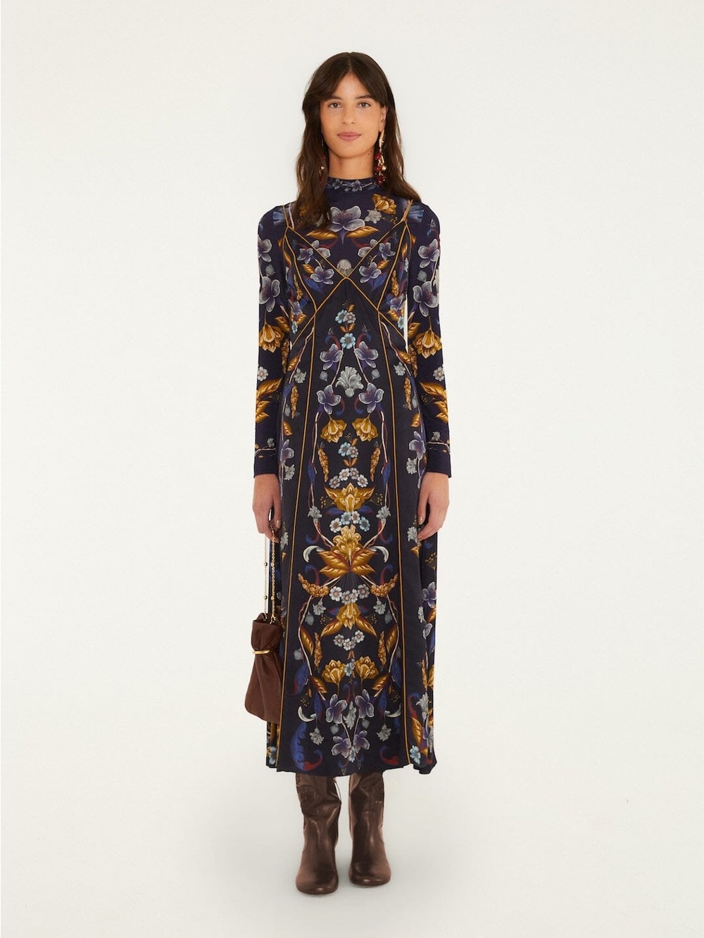 New Farm Rio Navy Floral Maxi Slip Dress with Gold Accents-Never worn! - Picture 5 of 10